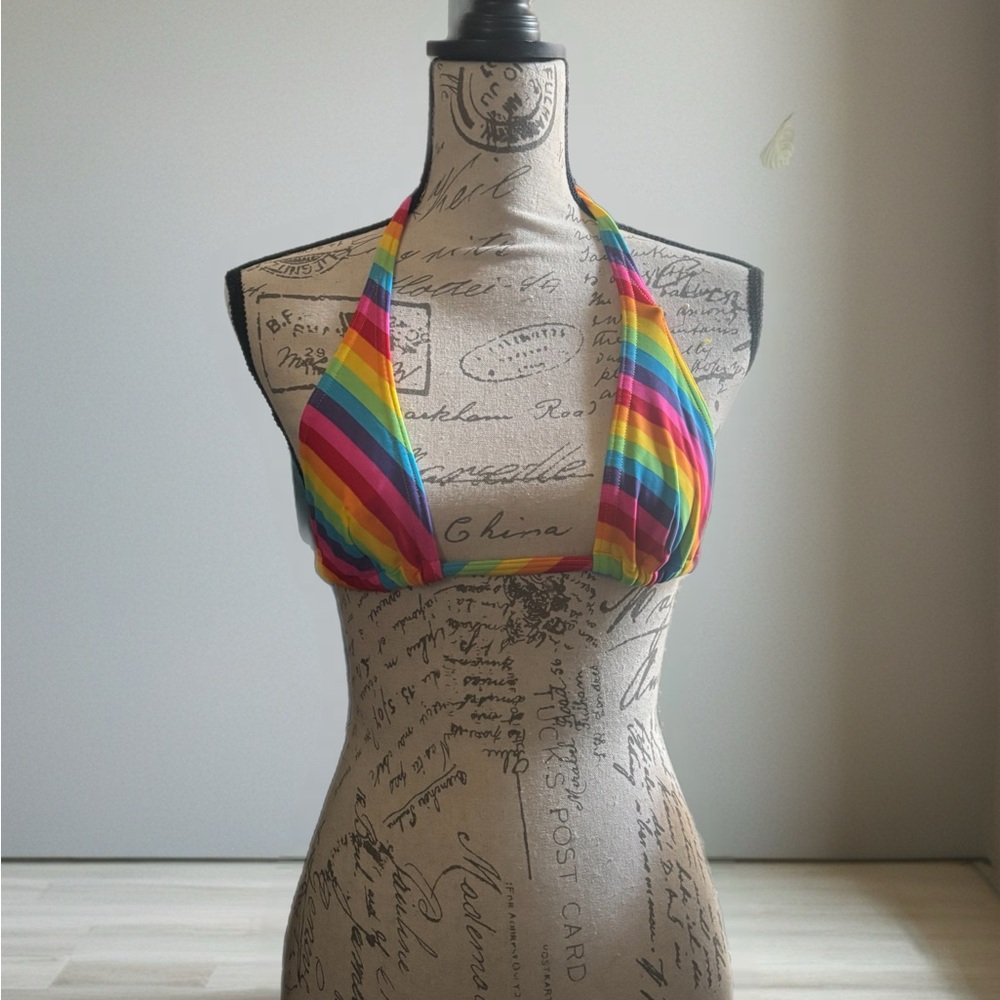 BNIB Salinas Rainbow Stripe Bikini Top